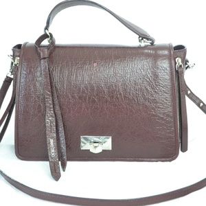 JIMMY CHOO Chain Leather Bordeaux Shoulder Bag